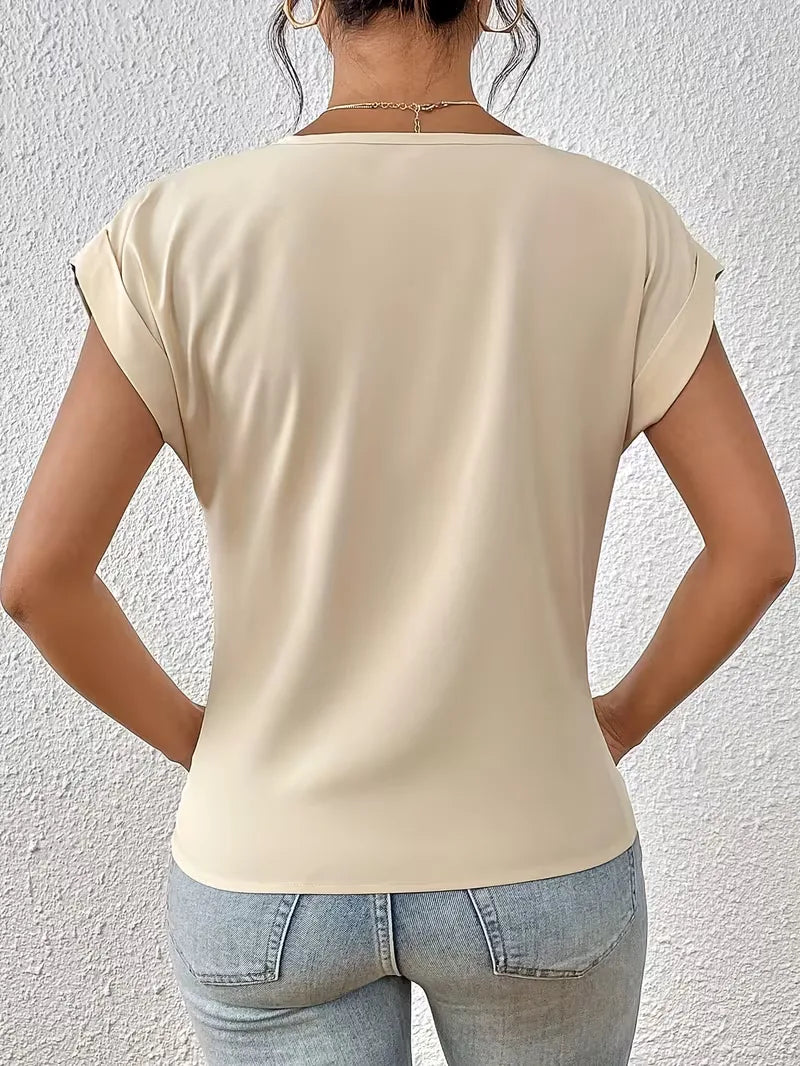 V-neck T-shirt with Draped Front