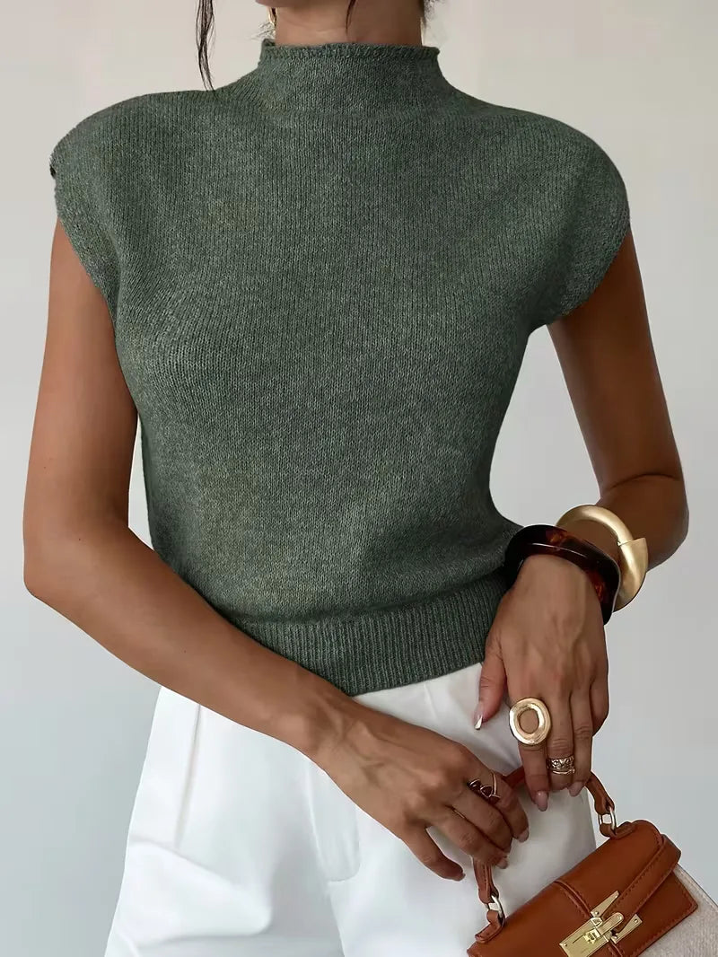 Sleeveless Vest with Mock Neck