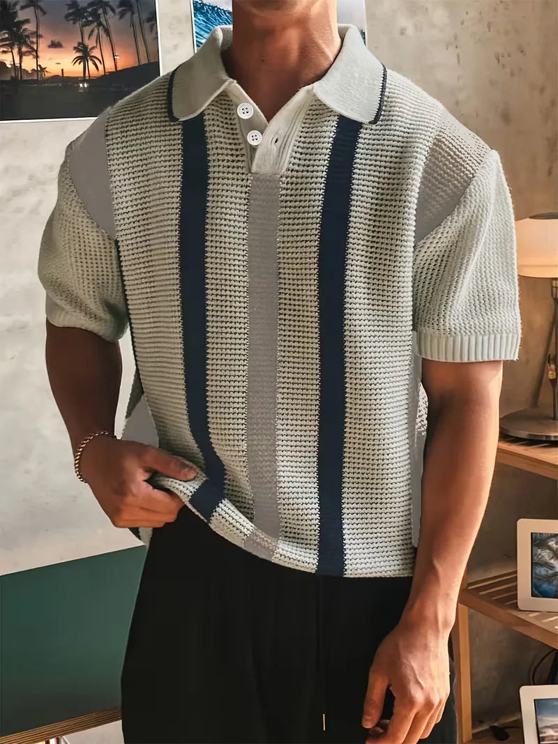 Polo with V-neck and short sleeves