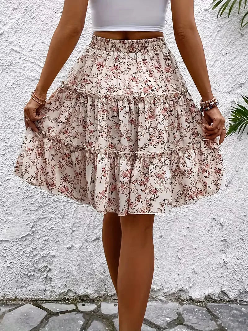 A-line skirt with floral print