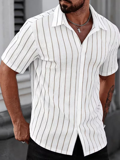 Short Sleeve Shirt with Vertical Stripes