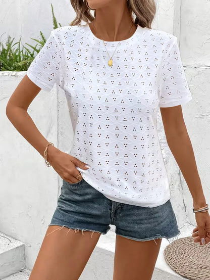 T-shirt with eyelet pattern