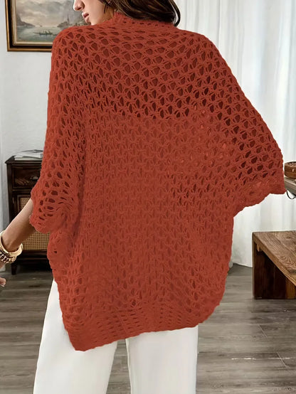 Oversized cardigan with hollow-out design