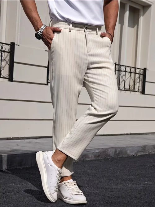 Slim fit trousers with pinstripe