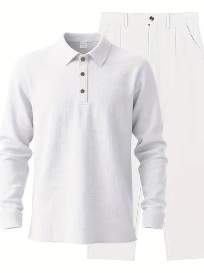 Linen suit with mandarin collar