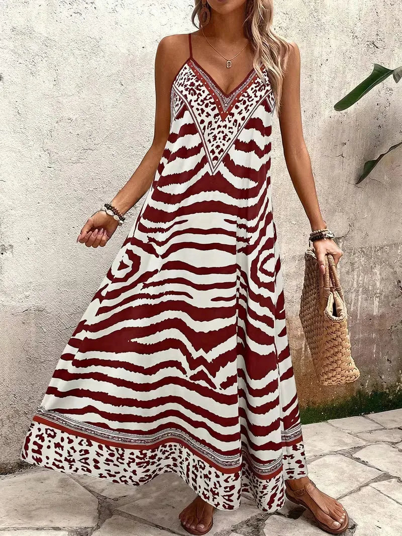 Maxi dress with leopard print
