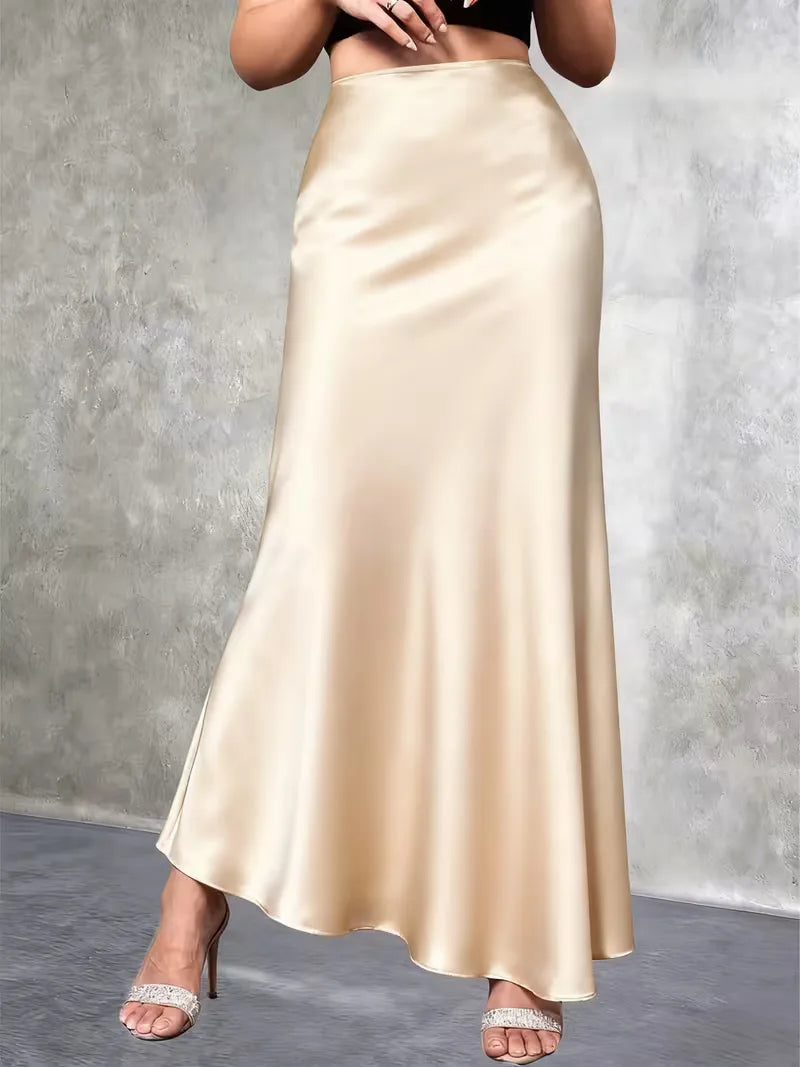 Satin Skirt with High Waist