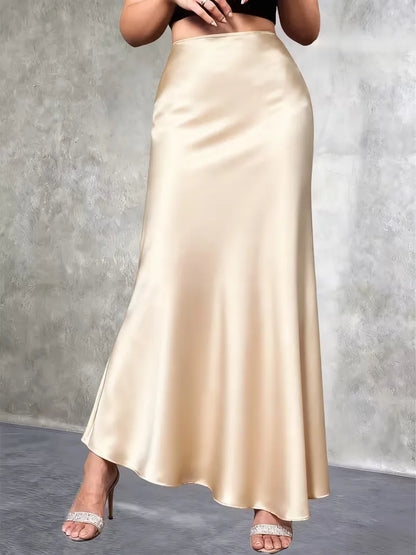 Satin Skirt with High Waist