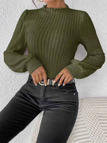 Rib-knit bodysuit with long sleeves