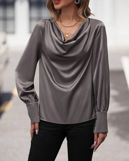 Plain Colour Blouse with Pleats