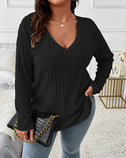Plain colour sweater with long sleeves