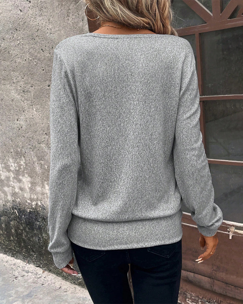 Plain patchwork top with square neckline