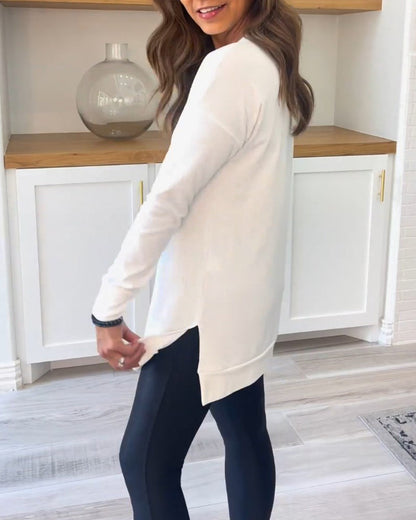 Plain sweatshirt with long sleeves