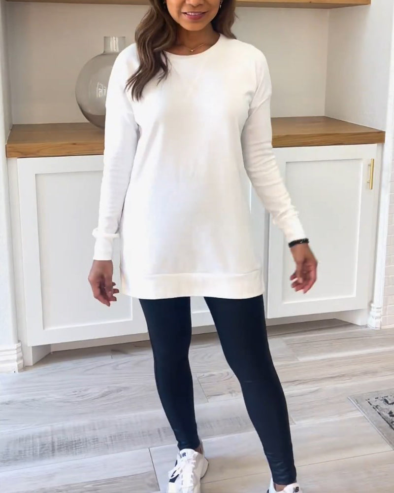 Plain sweatshirt with long sleeves