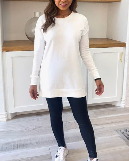 Plain sweatshirt with long sleeves