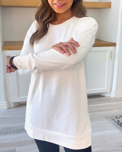 Plain sweatshirt with long sleeves