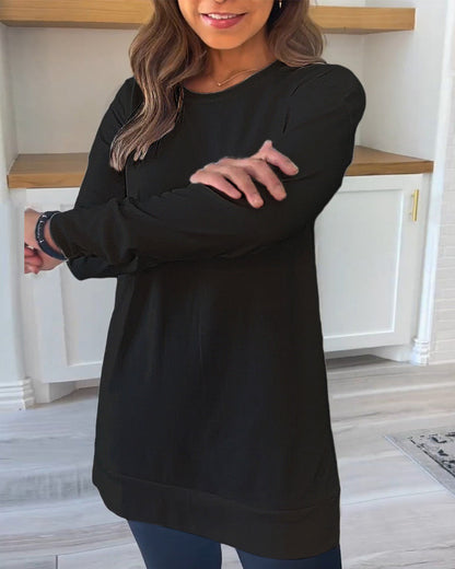 Plain sweatshirt with long sleeves