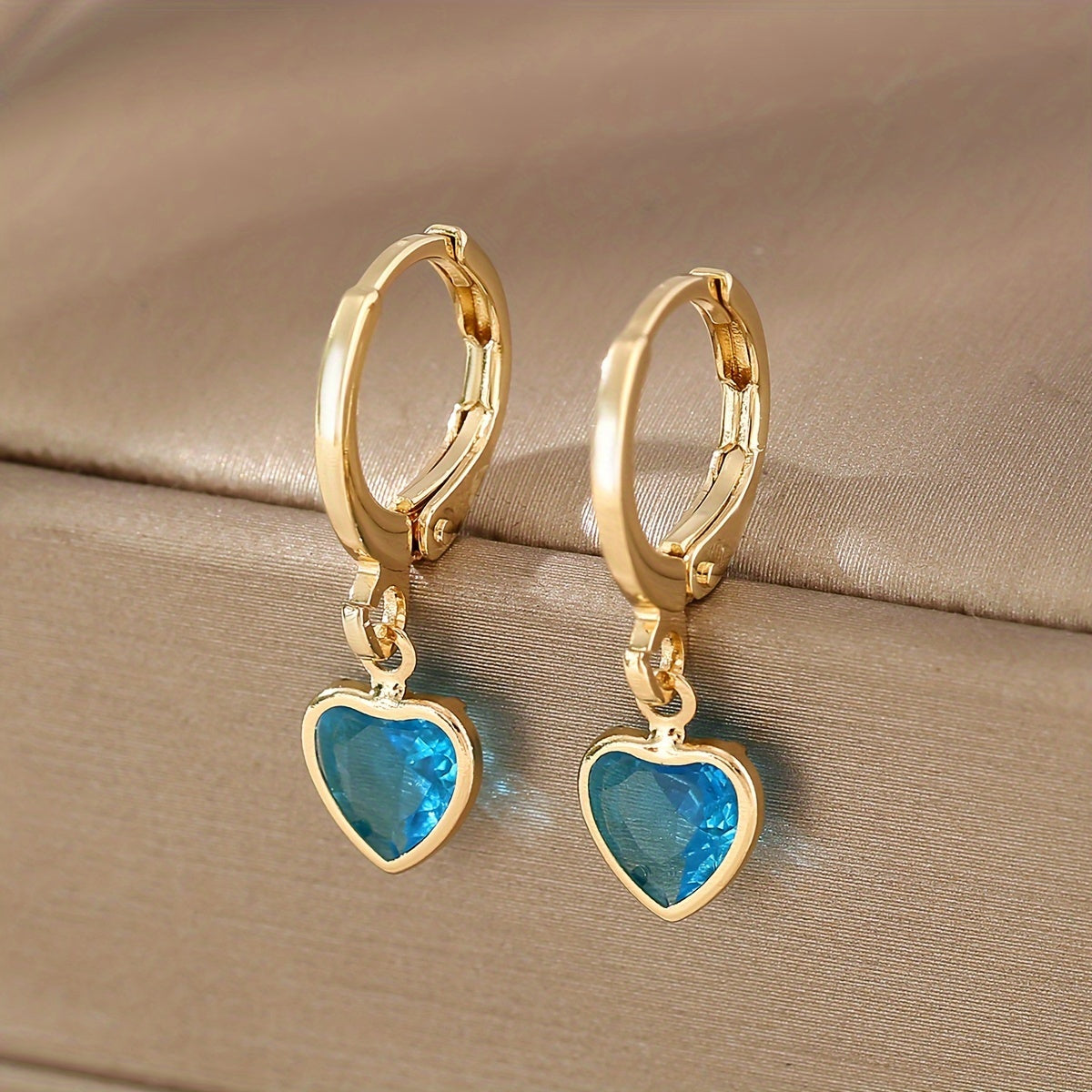 Elena | Chic Y2K Heart Pendant Earrings with Colourful Zirconia