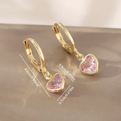 Elena | Chic Y2K Heart Pendant Earrings with Colourful Zirconia