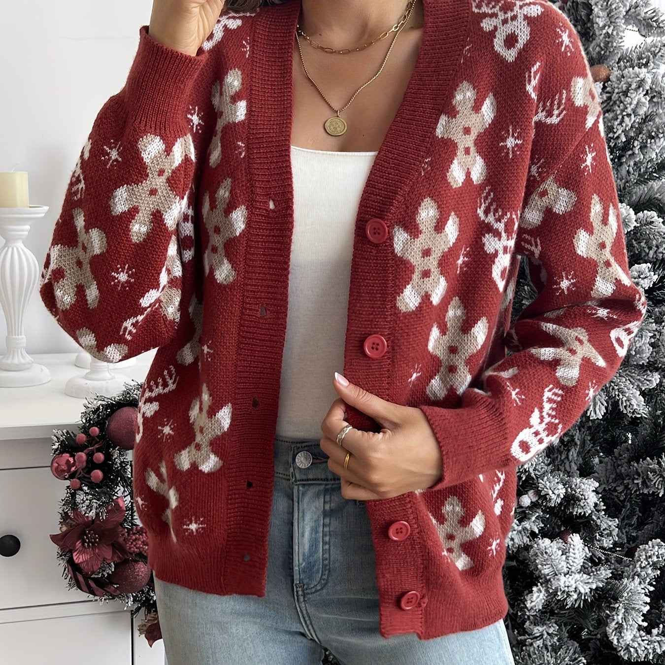 Elin | Elegant knitted Christmas cardigan with buttons