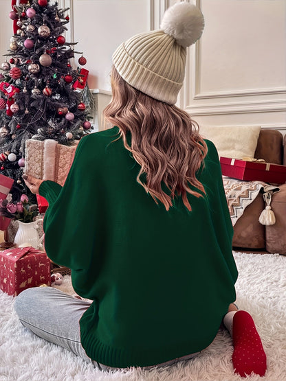 Elin | Cheerful Christmas Jumpers with Batwing Sleeves and Elegant Collar for Women