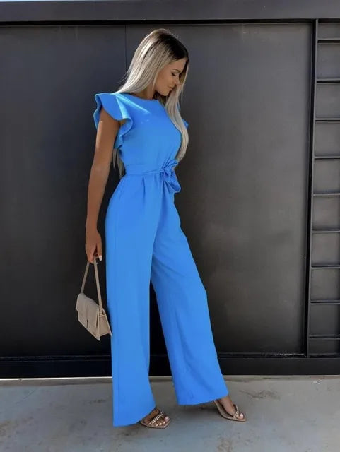 Eline | Jumpsuit with Ruffled Sleeves and Belt