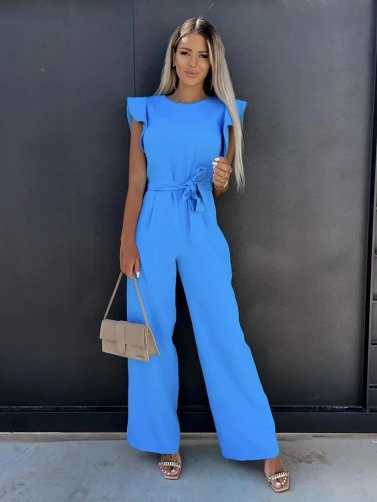 Eline | Jumpsuit with Ruffled Sleeves and Belt