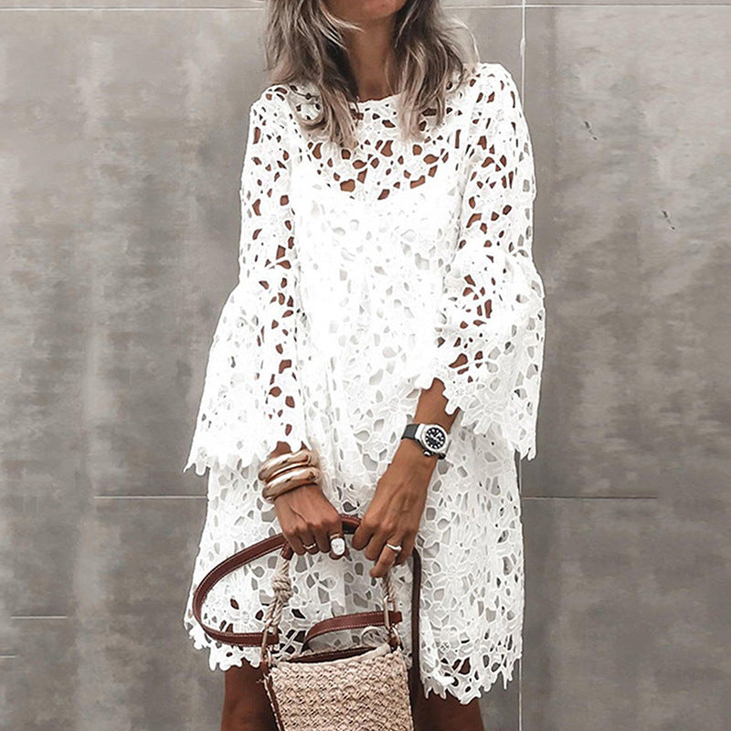 Eline | White Lace Swim Dress