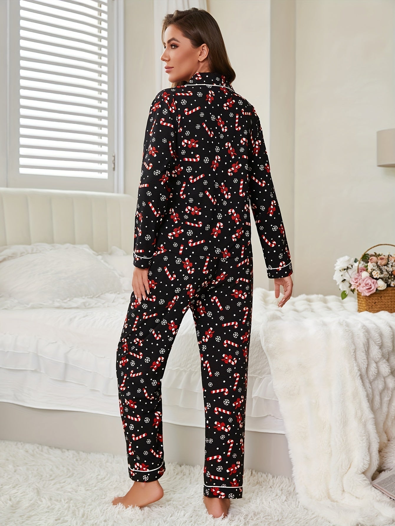 Elise | 2-Piece Autumn and Winter Pyjamas with Floral Print
