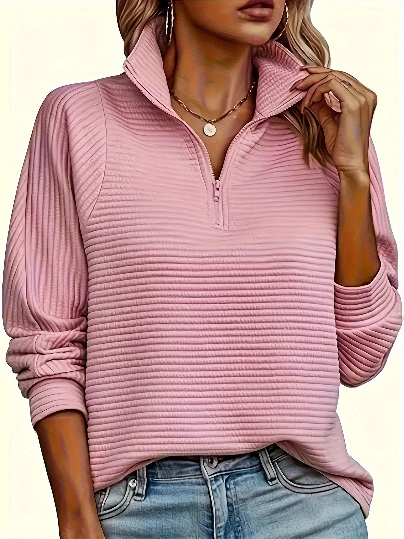 Elise | Casual sweatshirt with long sleeves and texture