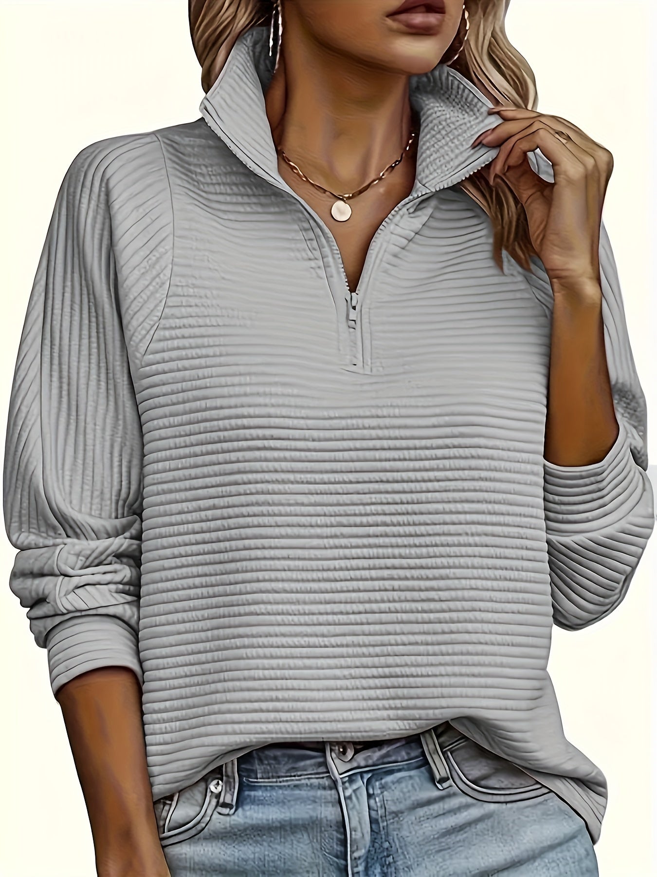 Elise | Casual sweatshirt with long sleeves and texture