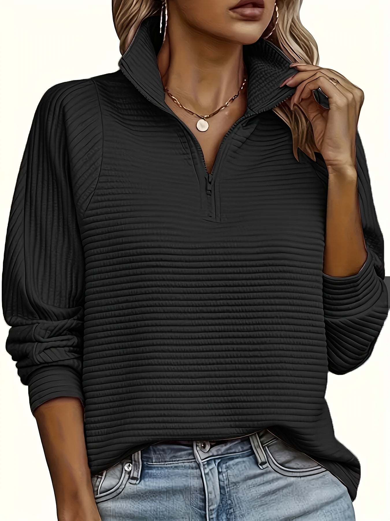 Elise | Casual sweatshirt with long sleeves and texture