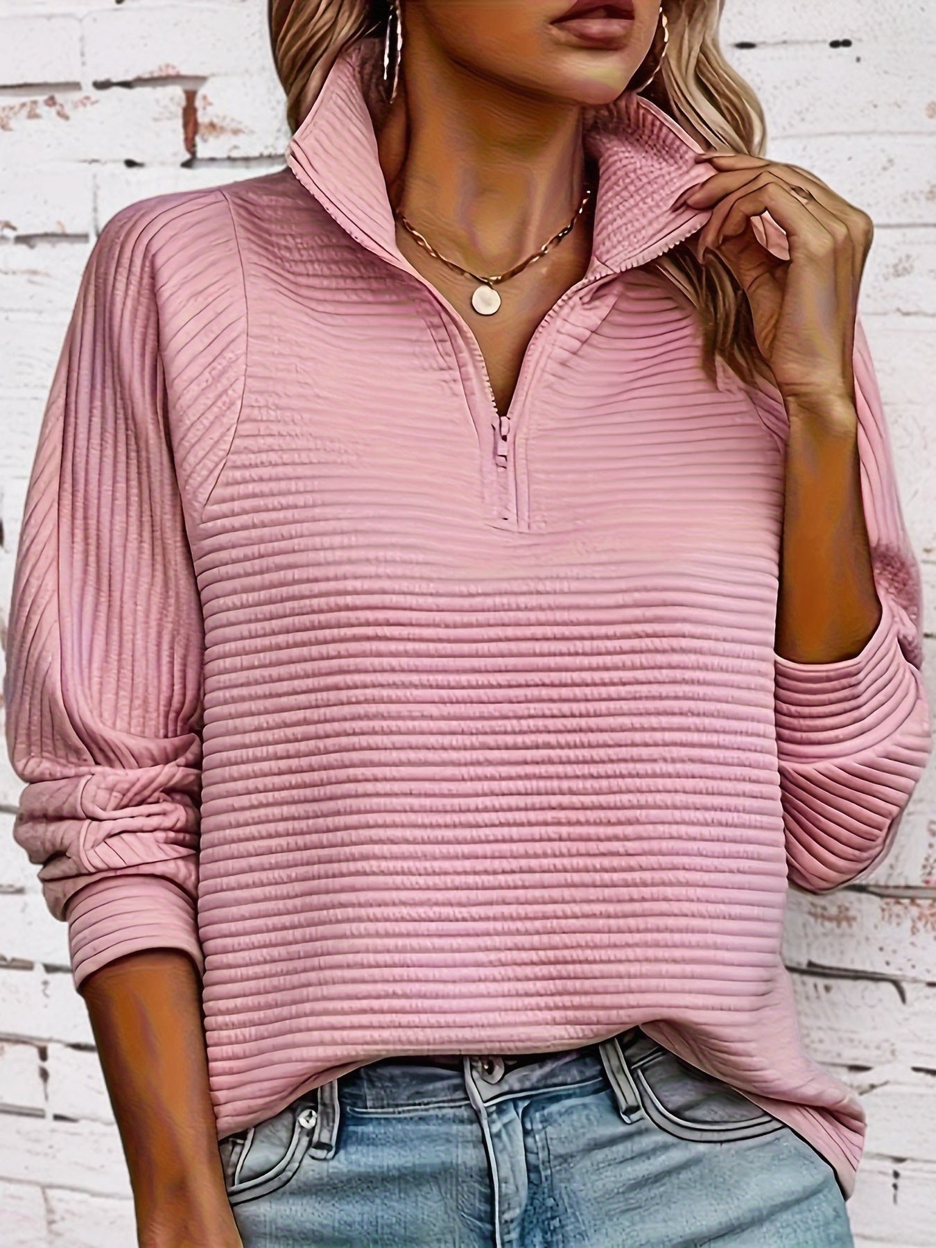 Elise | Casual sweatshirt with long sleeves and texture