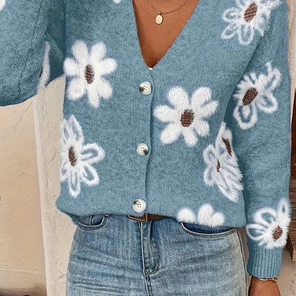 Emma | Floral Pattern Cardigan Jumper