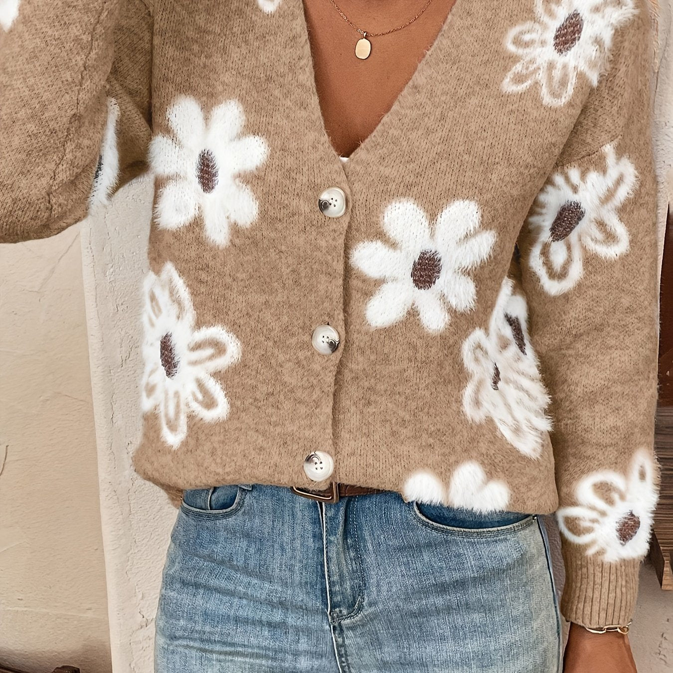 Emma | Floral Pattern Cardigan Jumper