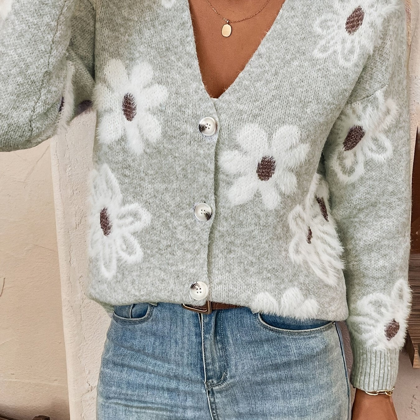 Emma | Floral Pattern Cardigan Jumper