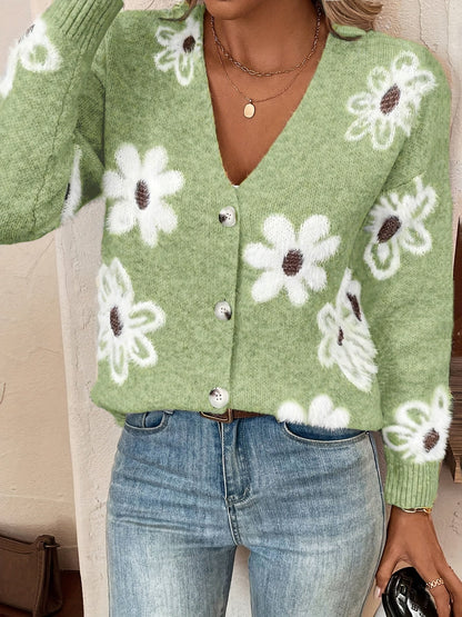 Emma | Floral Pattern Cardigan Jumper