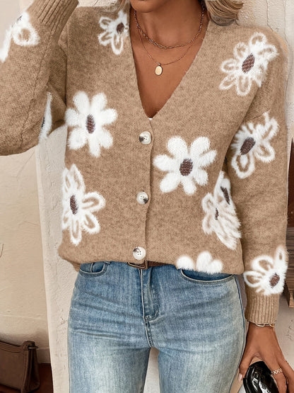 Emma | Floral Pattern Cardigan Jumper