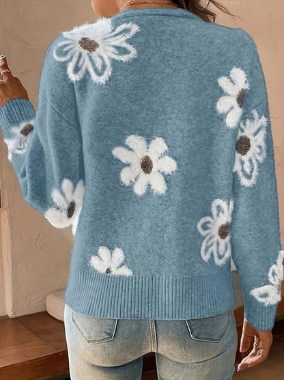 Emma | Floral Pattern Cardigan Jumper