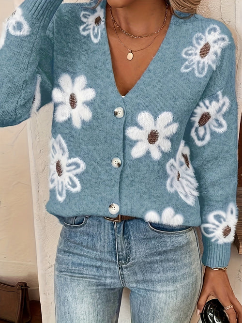 Emma | Floral Pattern Cardigan Jumper