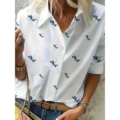 Emma | Elegant floral ladies' blouse with a shawl collar