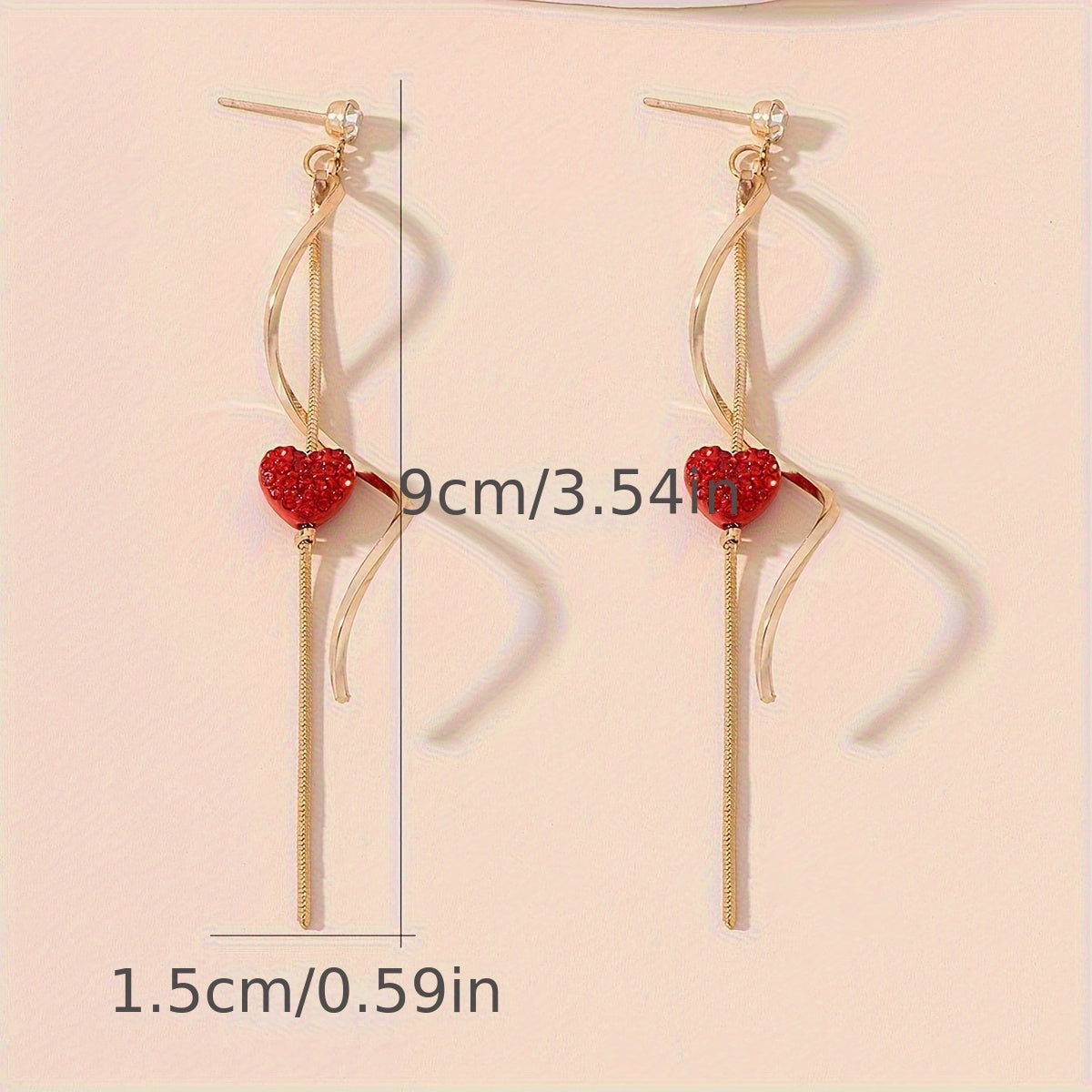 Emma | Black heart design spiral line dangle earrings