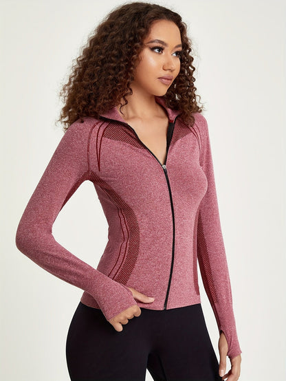 Esmée | Sporty track jacket with long sleeves and full zip in black