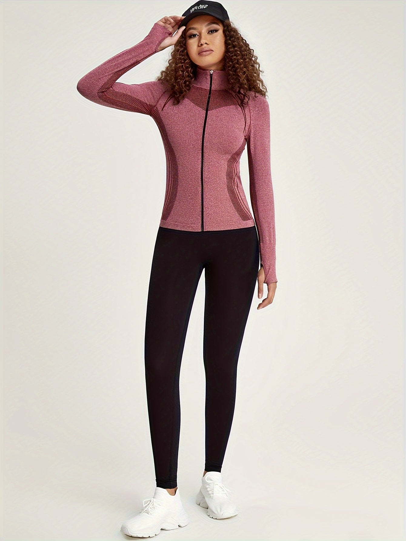 Esmée | Sporty track jacket with long sleeves and full zip in black