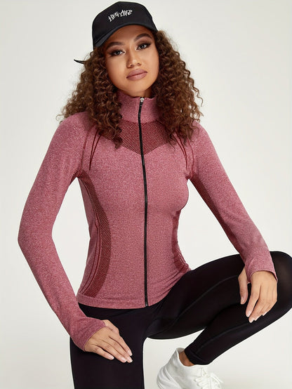 Esmée | Sporty track jacket with long sleeves and full zip in black