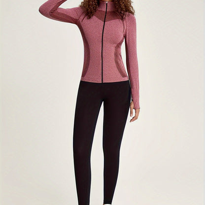 Esmée | Sporty track jacket with long sleeves and full zip in black