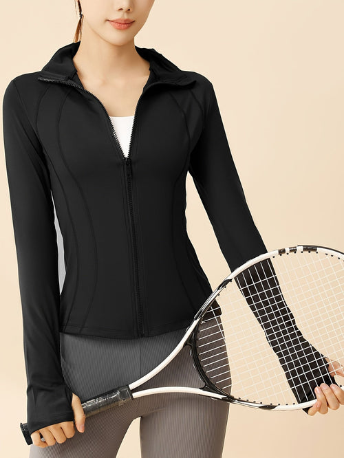 Eva | Cropped sports jacket with breathable fabric and stand-up collar