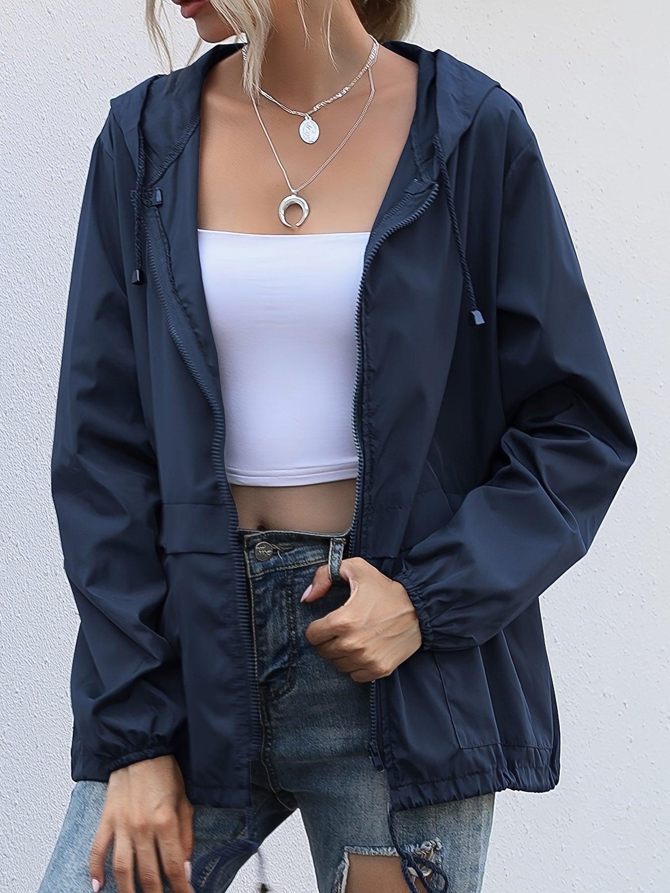 Eva | Plain Colour Windbreaker with Long Sleeves