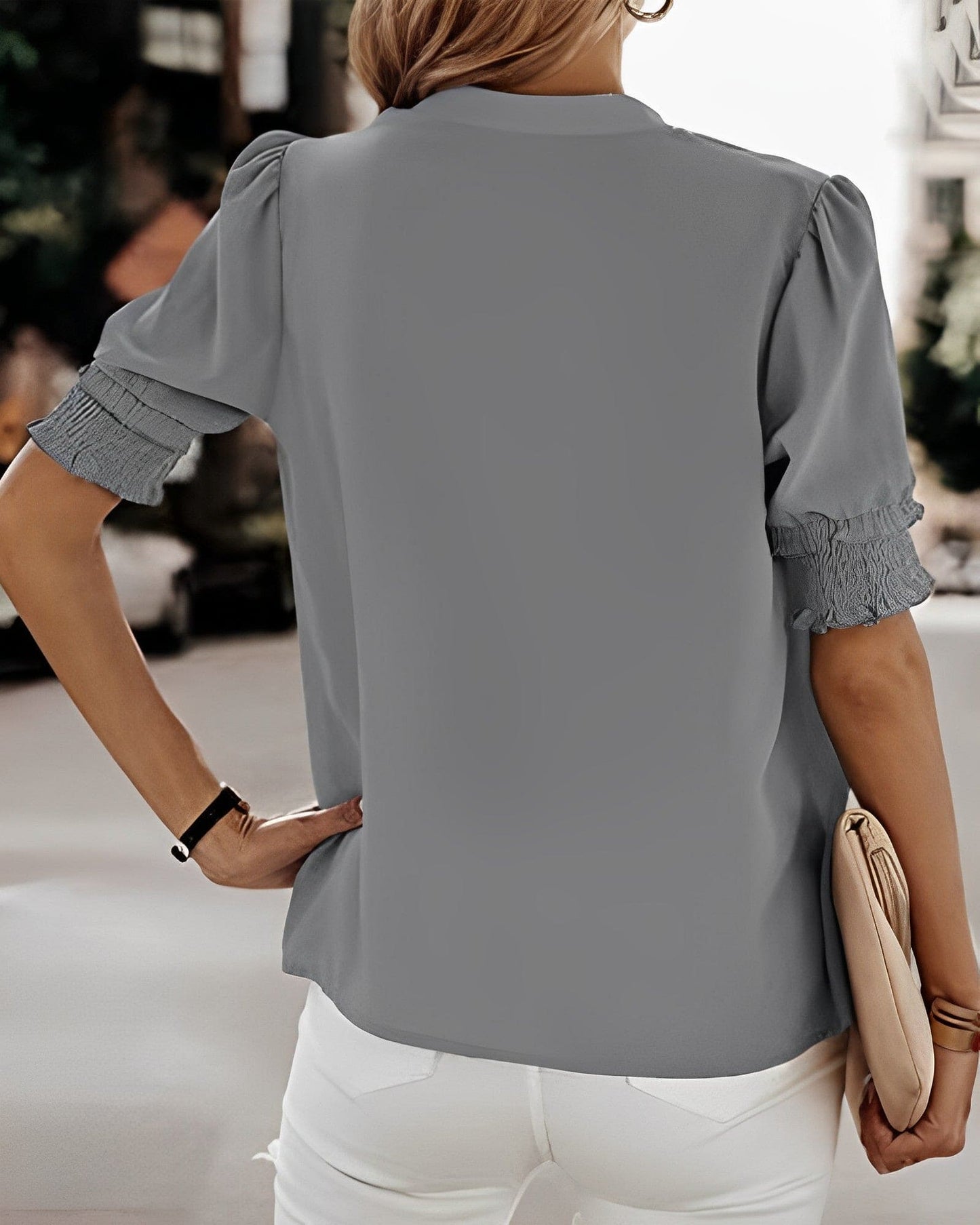 Eva | Short Sleeve Top with V-Neck