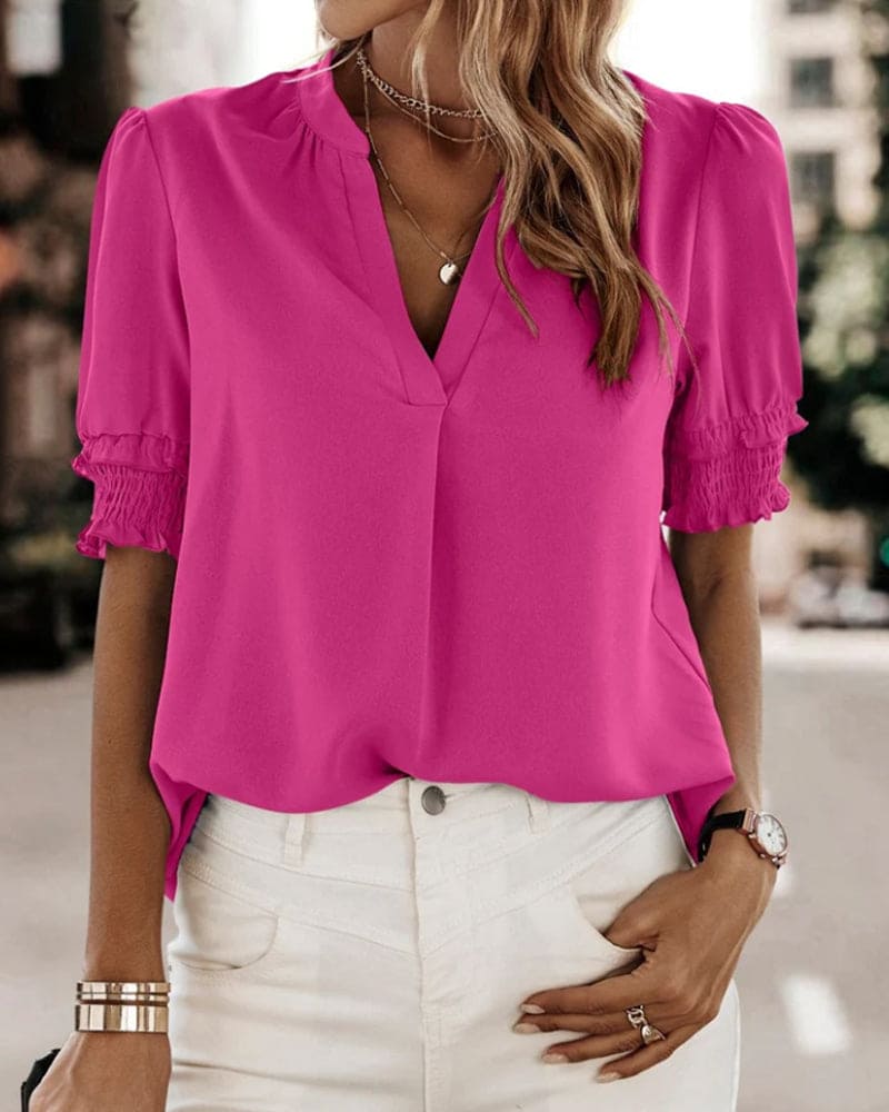 Eva | Short Sleeve Top with V-Neck